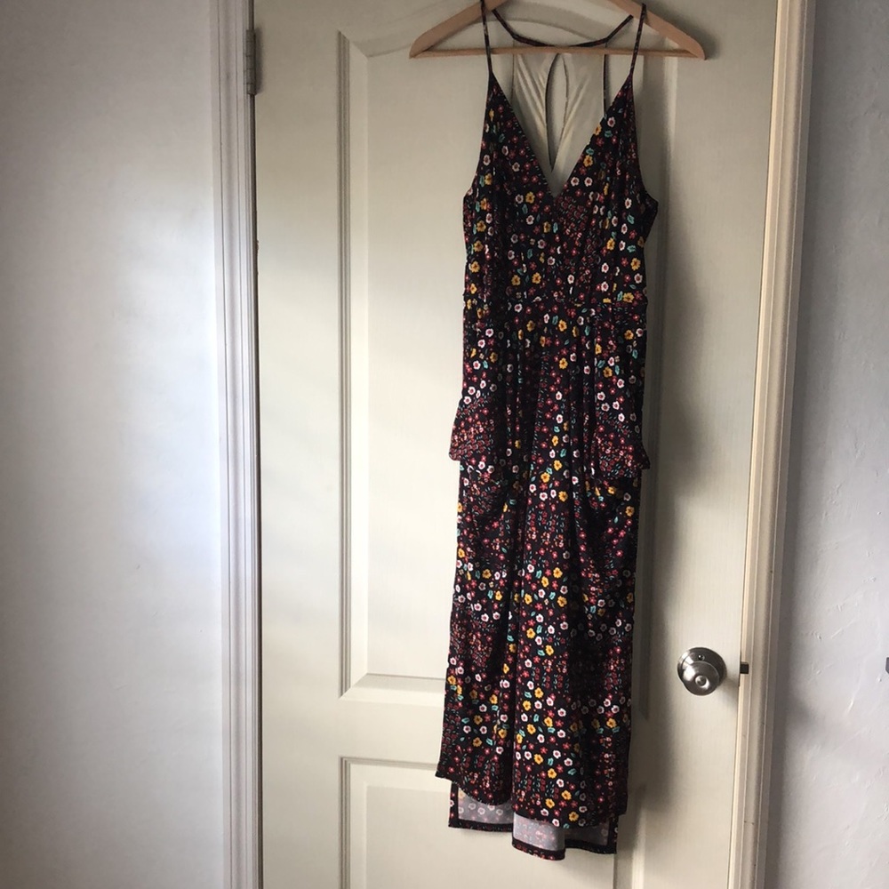 COPY - BCBGeneration black floral drape pocket dress S
